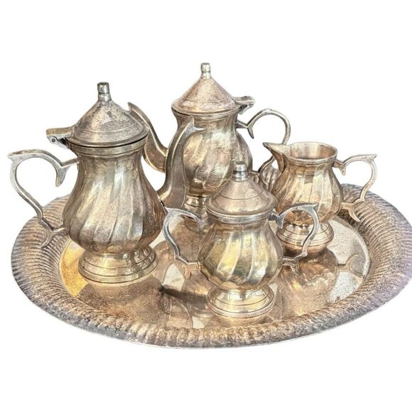 Vintage 5 Piece Tea Set. Tea Service with Tray. Collectible. Made in India. - Picture 2 of 9